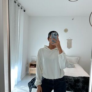 Women's White Hoodie Top